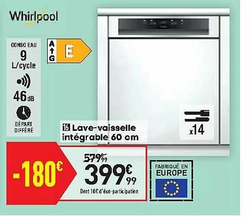 whirlpool lave-vaisselle intégrable 60cm