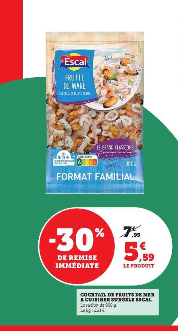 cocktail de fruits de mer à cuisiner surgelé escal