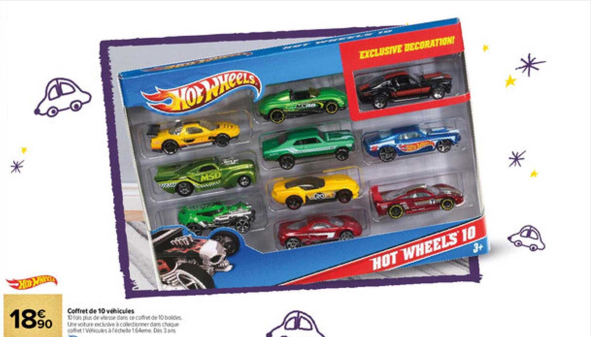 coffret de 10 véhicules hot wheels