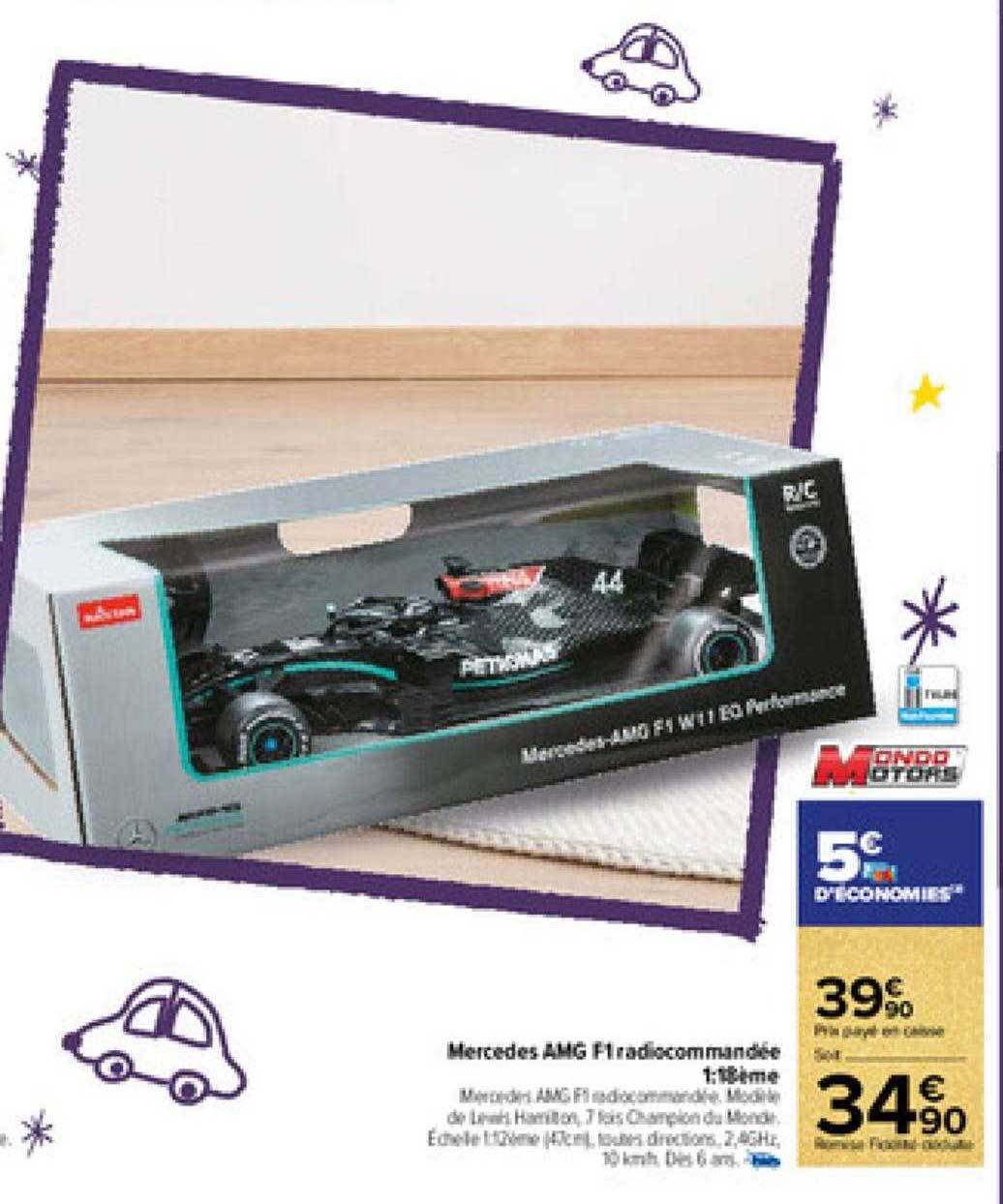 mercedes amg f1 radiocommandée 1:14ème mondo motors