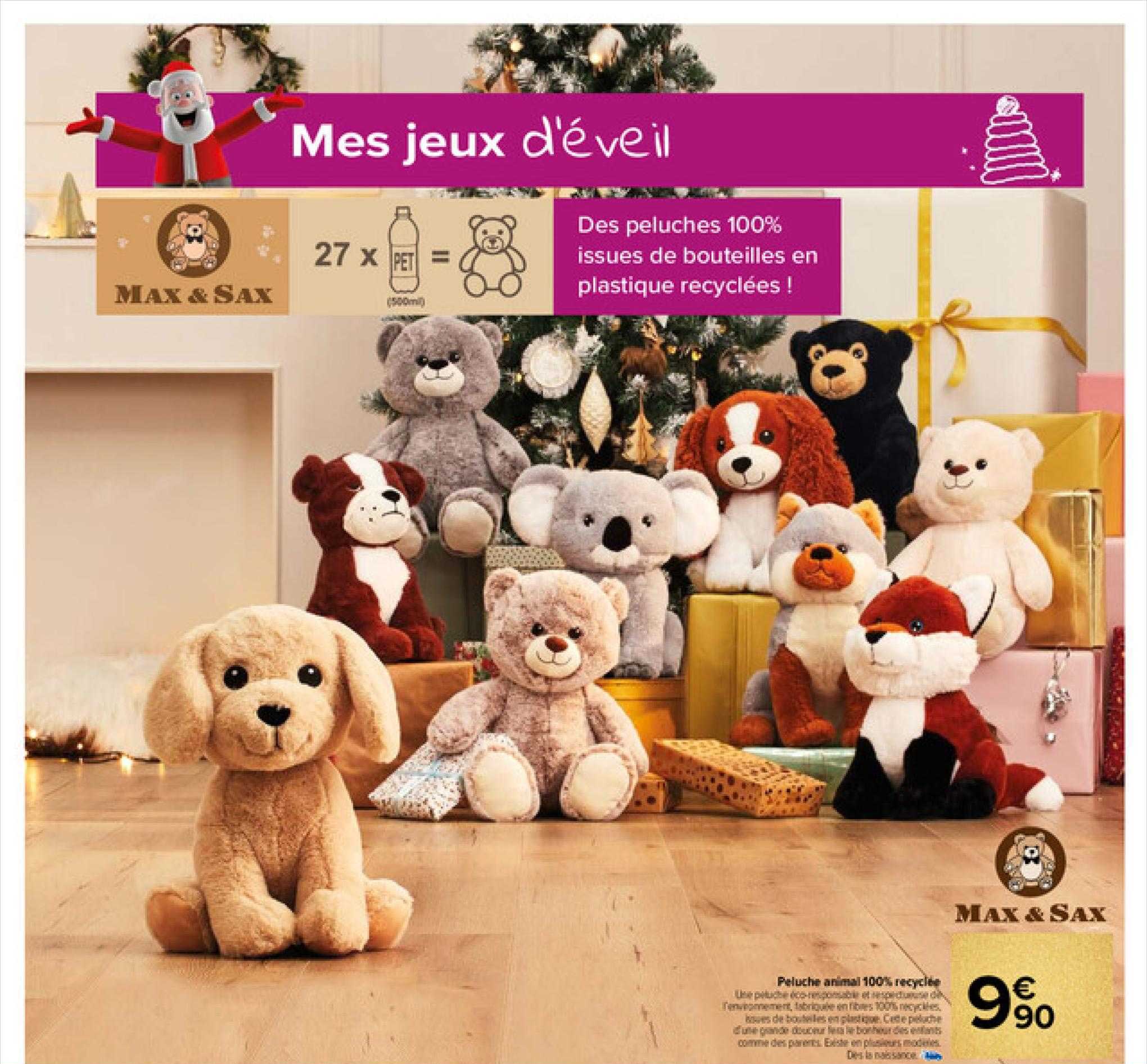 peluche animal 100% recyclée max & sax