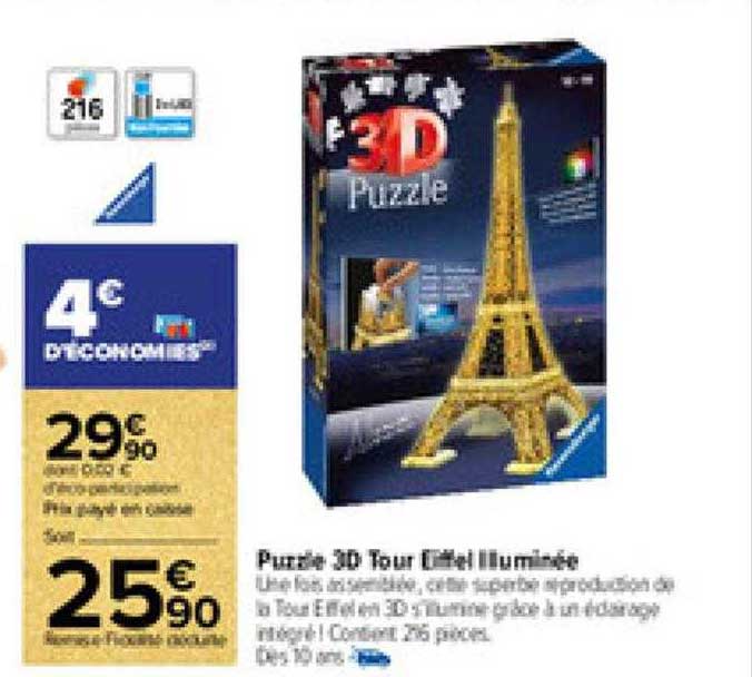 puzzle 3d tour little illuminée