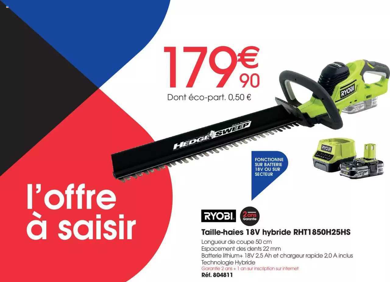 taille-haies 18v hybride rht1850h25hs ryobi