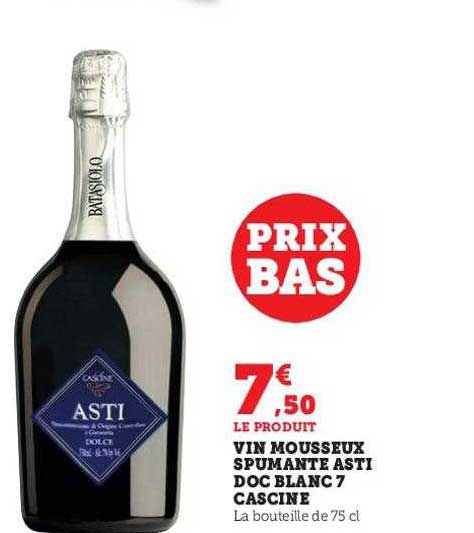 vin mousseux spumante asti doc blanc 7 cascine
