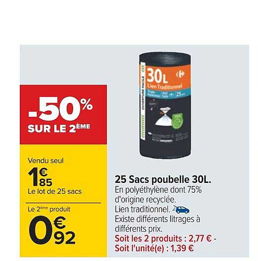 25 Sacs Poubelle 30 L