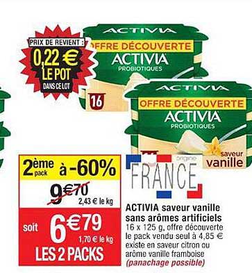 activia saveur vanille sans arômes artificiels