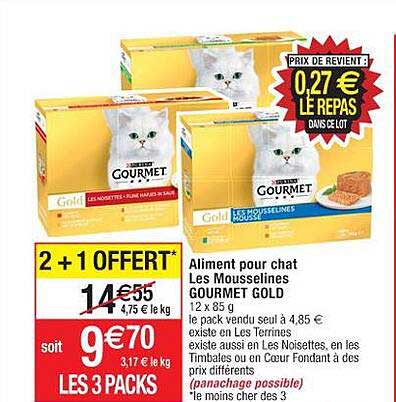 aliment pour chat les mousselines gourmet gold