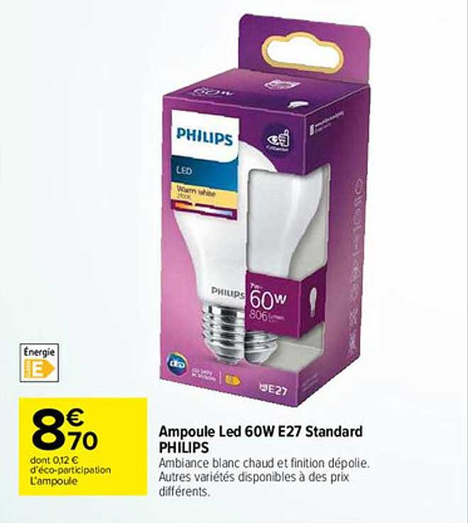 Ampoule Led 60w E27 Standard Philips