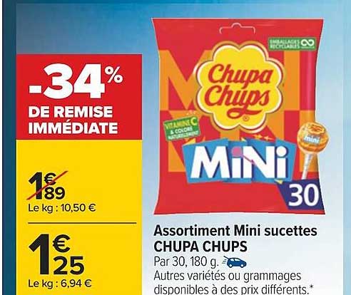 assortiment mini sucettes chupa chups