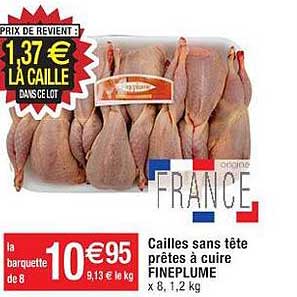 cailles sans tête prêtes à cuire fineplume