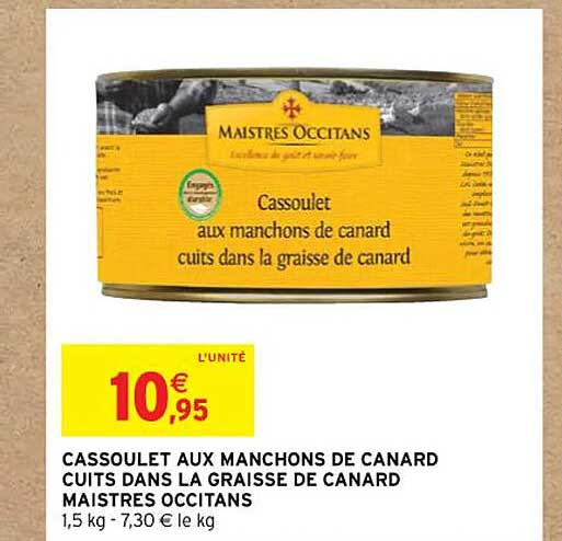cassoulet aux manchons de canard cuits dans la graisse de canard maistres occitans