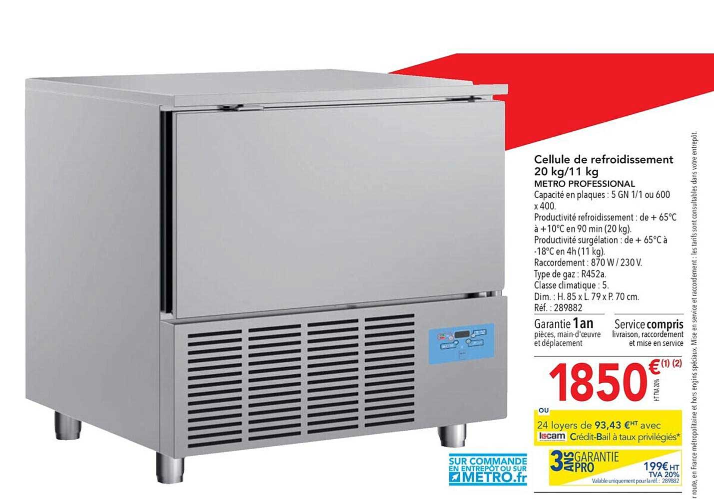 cellule de refroidissement 20 kg-11 kg metro professional