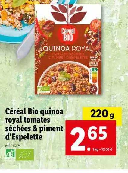 céréal bio quinoa royal tomates séchées & piment d'espelette