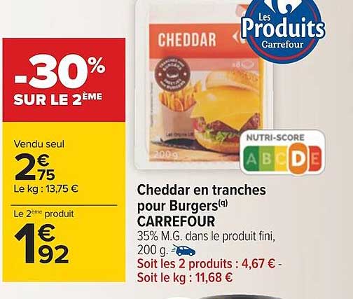 Cheddar En Tranches Pour Burgers Carrefour