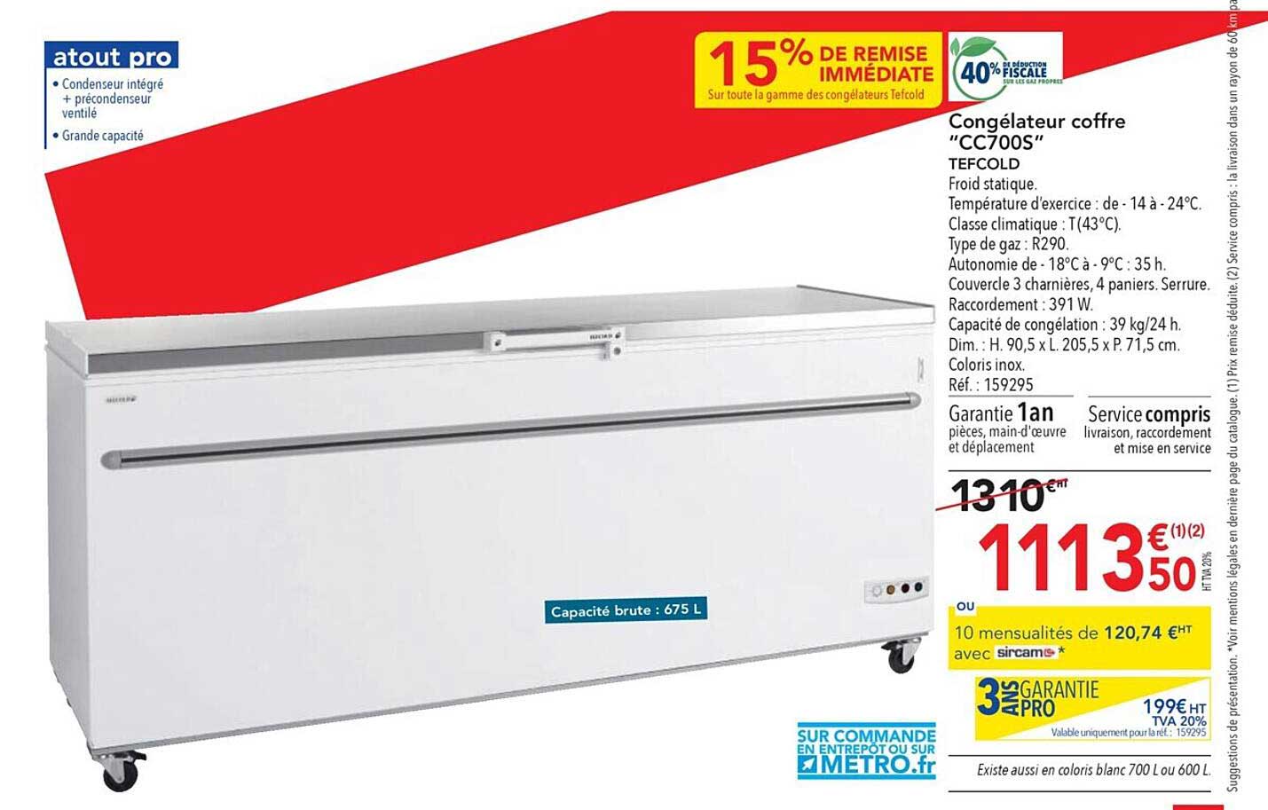 Congélateur Coffre "cc700s" Tefcold