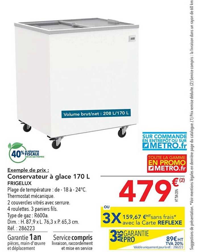 conservateur à glace 170 l frigelux