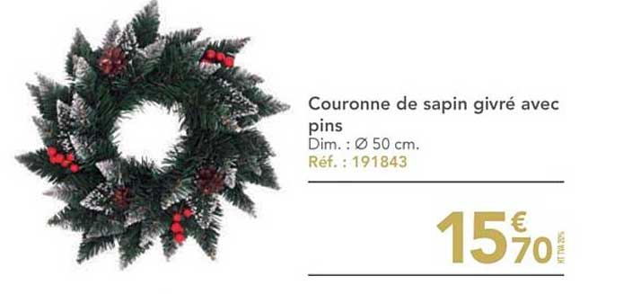couronne de sapin givré avec pins