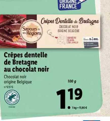 Crêpes Dentelle De Bretagne Au Chocolat Noir