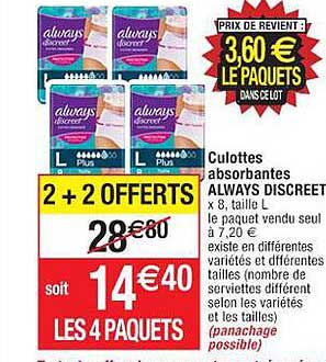 culottes absorbantes always discreet