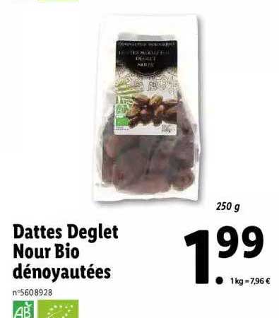 dattes deglet nour bio dénoyautées