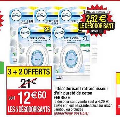 désodorisant rafraîchisseur d'air pureté de coton febreze