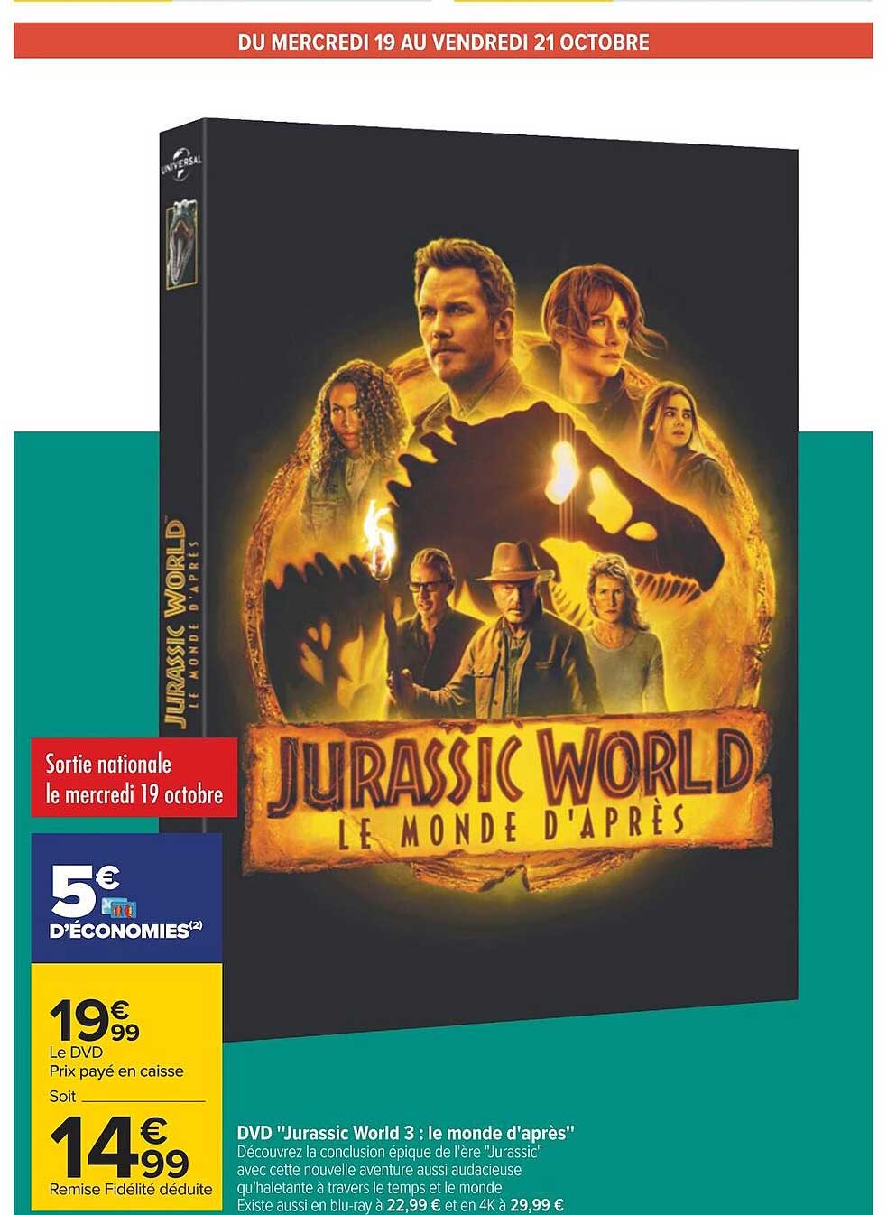 dvd "jurassic world 3 : le monde d'après"