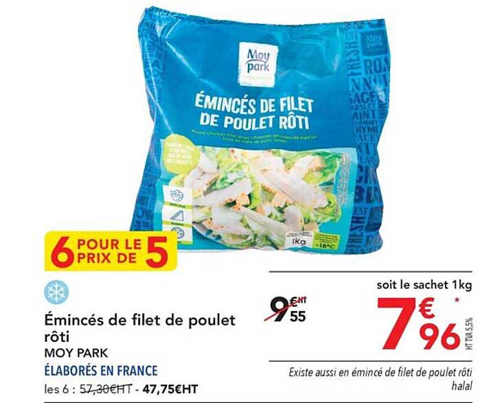 émincés de filet de poulet rôto moy park