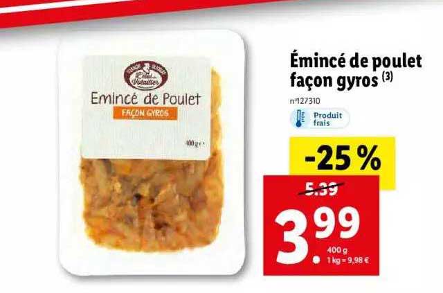 éminé de poulet façon gyros