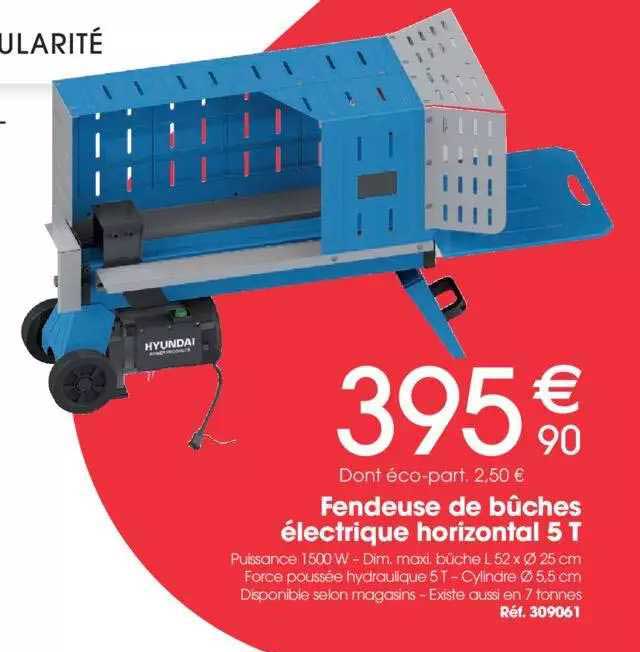 fendeuse de bûches électrique horizontal 5t hyundai