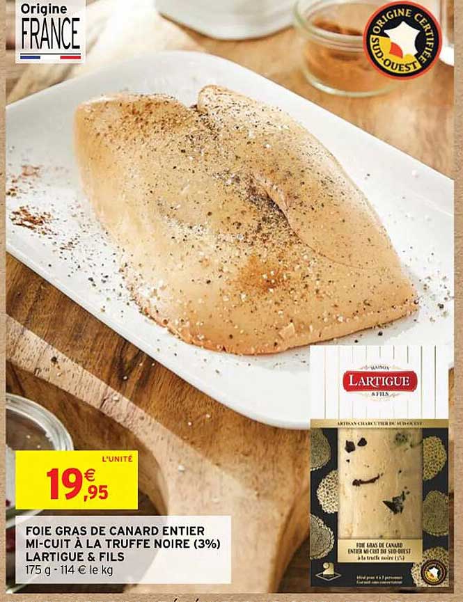 foie gras de canard entier mi-cuit à la truffe noire lartigue & fils