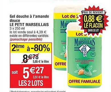 gel douche à l'amande douce le petit marseillais