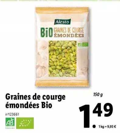 Graines De Courge émondées Bio Alesto