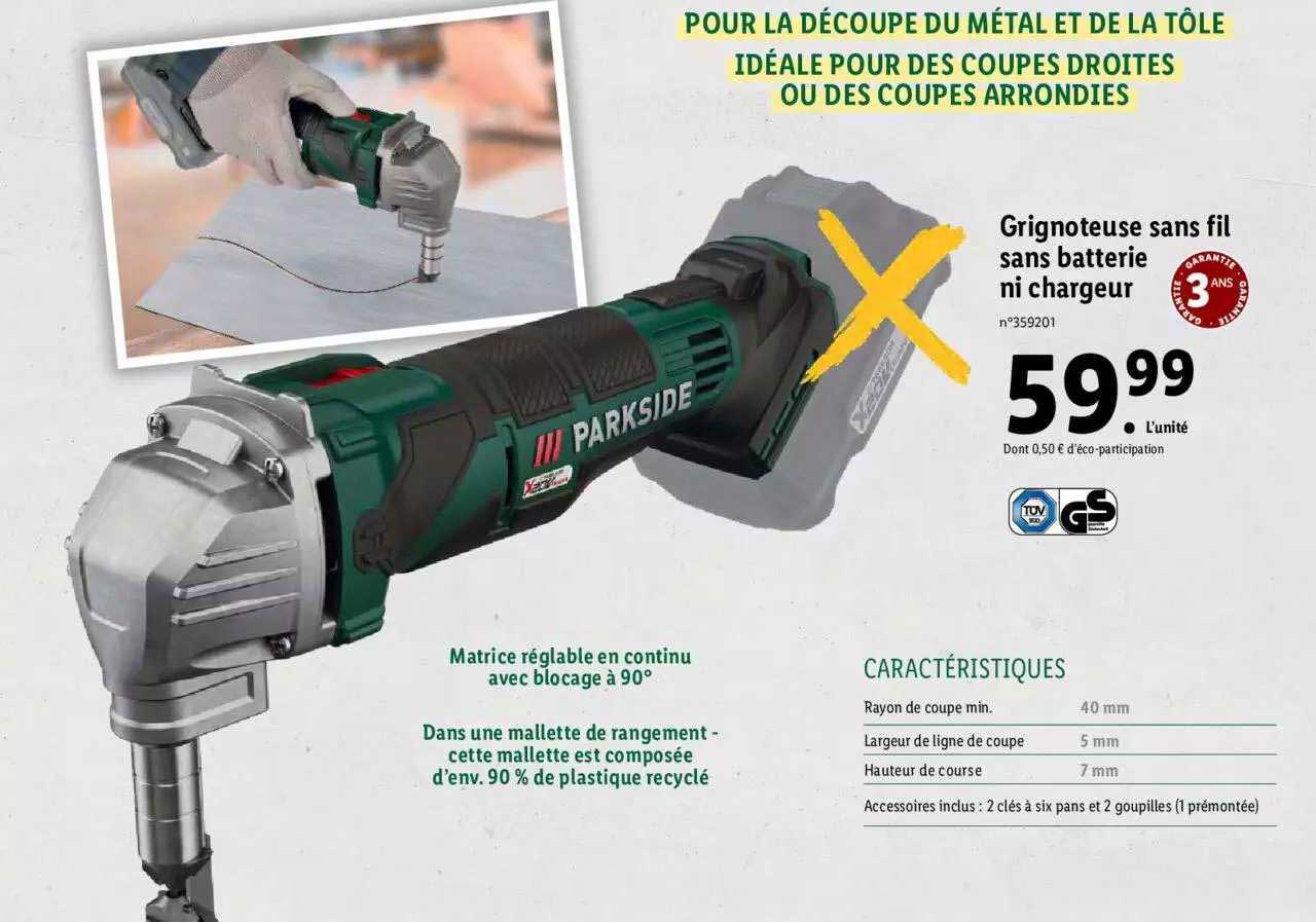 Grignoteuse Sans Fil Sans Batterie Ni Chargeur Parkside