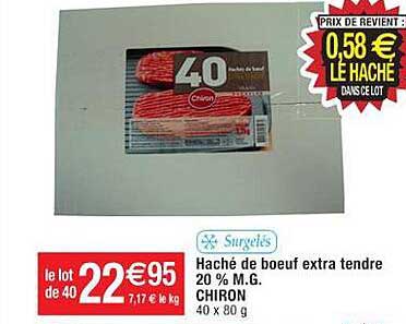 haché de boeuf extra tendre 20% m.g. chiron