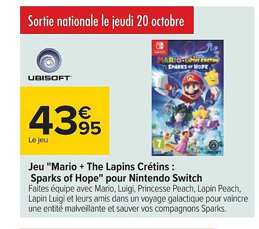 jeu "mario + the lapins crétins : sparks of hope" pour nintendo switch