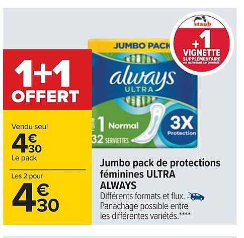 jumbo pack de protections féminines ultra always