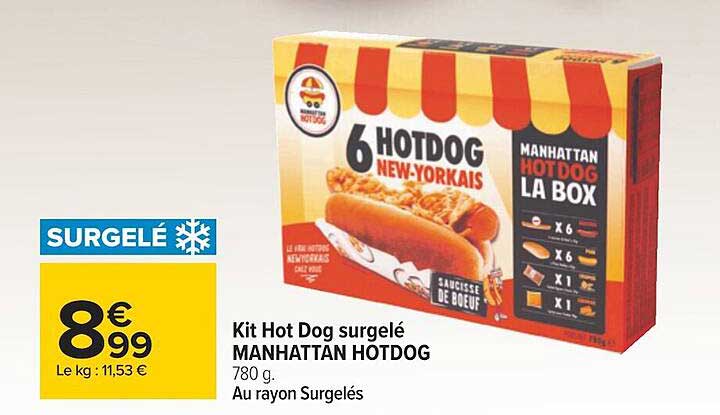 kit hot dog surgelé manhattan hotdog