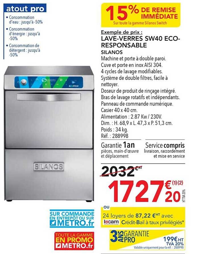 Lave-verres Sw40 Eco-responsable Silanos