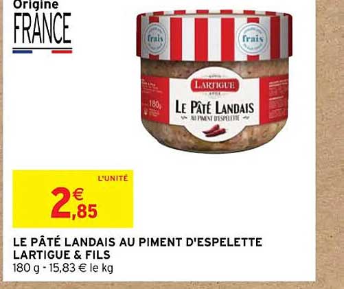 Le Pâté Landais Au Piment D'espelette Lartigue & Fils