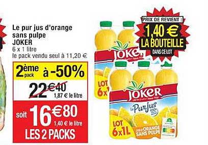 Le Pur Jus D'orange Sans Pulpe Joker