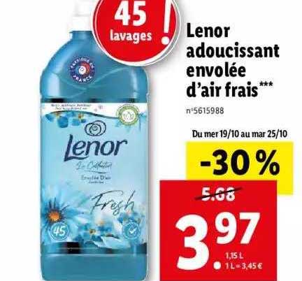lenor adoucissant envolée d'air frais