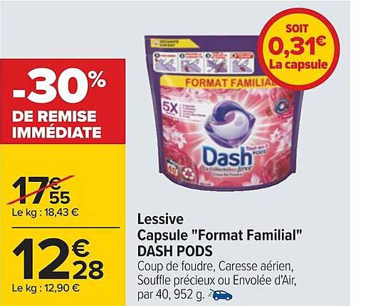 lessive capsule "format familial" dash pods