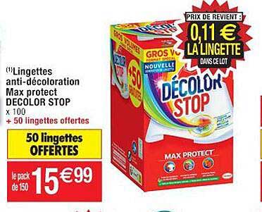 lingettes anti-décoloration max protect decolor stop