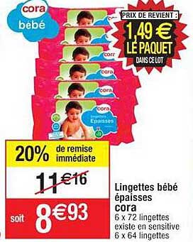 lingettes bébé épaisses cora