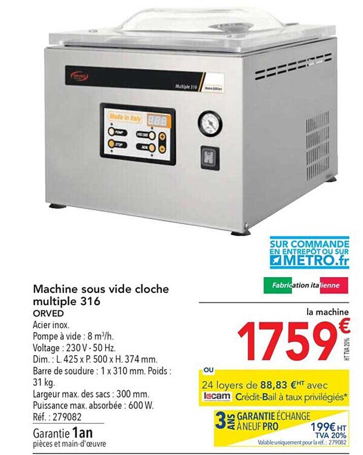 machine sous vide cloche multiple 316 orved