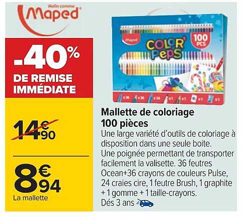 mallette de coloriage 100 pièces maped