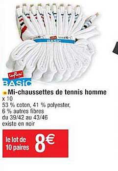 mi-chaussettes de tennis homme influx basic