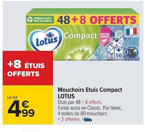 Mouchoirs étuis Compact Lotus