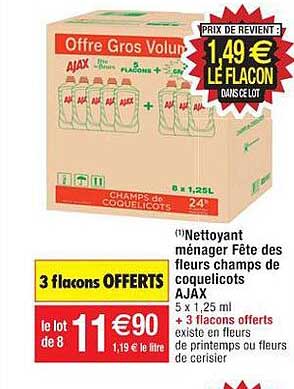 nettoyant ménager fête des fleurs champs de coquelicots ajax