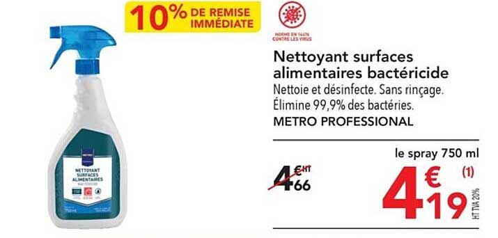 nettoyant surfaces alimentaires bactéricide metro professional
